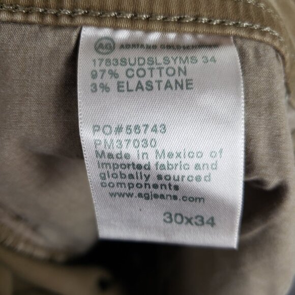 AG Adriano Goldschmied Tellis Modern Slim Casual Pants Dark Khaki Mens Size 30 - Picture 8 of 9